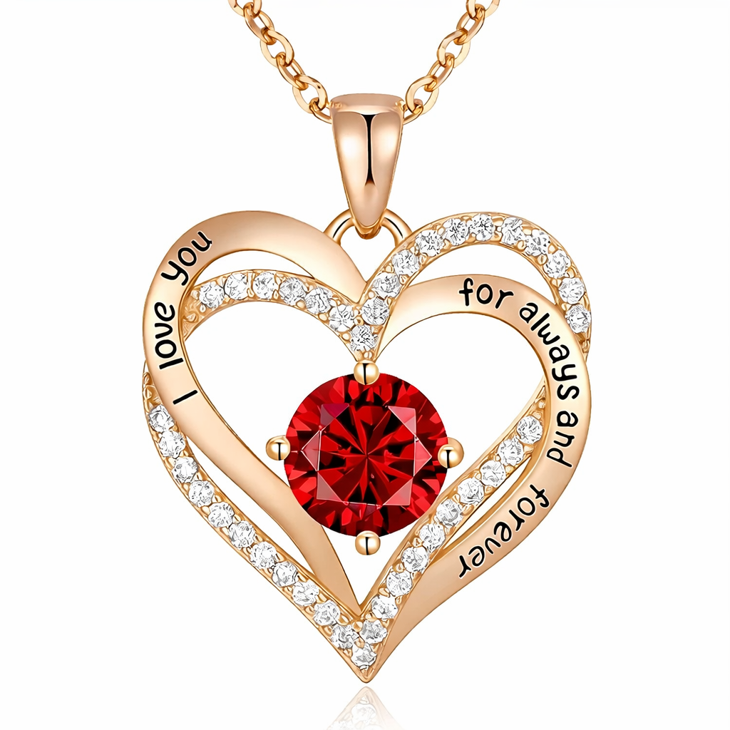 Rose Box Crystal Heart Necklace Set