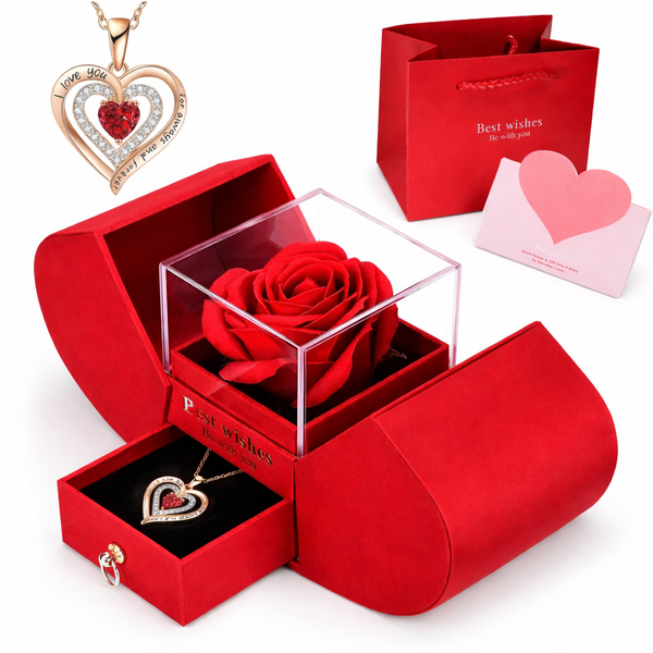 Rose Heart Necklace Set